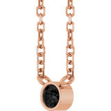 14K Gold Round Natural Black Diamond Bezel-Set Solitaire Necklace - Rose Gold - view 5