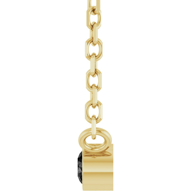 14K Gold Round Natural Black Diamond Bezel-Set Solitaire Necklace - Yellow Gold - view 6