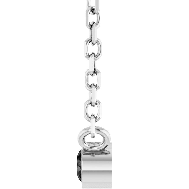 14K Gold Round Natural Black Diamond Bezel-Set Solitaire Necklace - White Gold - view 6