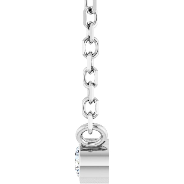 Platinum Round Natural Diamond Bezel-Set Solitaire Necklace - view 6
