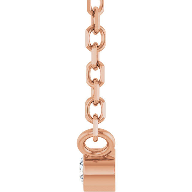 14K Gold Round Natural Diamond Bezel-Set Solitaire Necklace – up to 0.015 CTW - Rose Gold - view 7