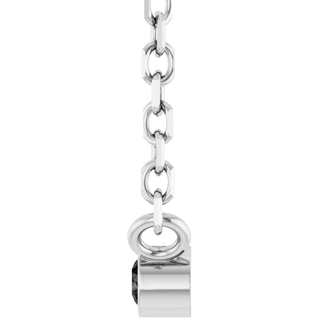 14K Gold Round Natural Black Diamond Bezel-Set Solitaire Necklace - White Gold - view 6