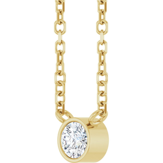 14K Gold Round Natural Diamond Bezel-Set Solitaire Necklace – up to 0.015 CTW - Yellow Gold - view 5