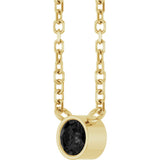 14K Gold Round Natural Black Diamond Bezel-Set Solitaire Necklace - Yellow Gold - view 5