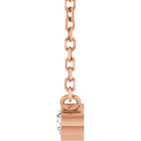 14K Gold Round Natural Diamond Bezel-Set Solitaire Necklace – up to 0.015 CTW - Rose Gold - view 6