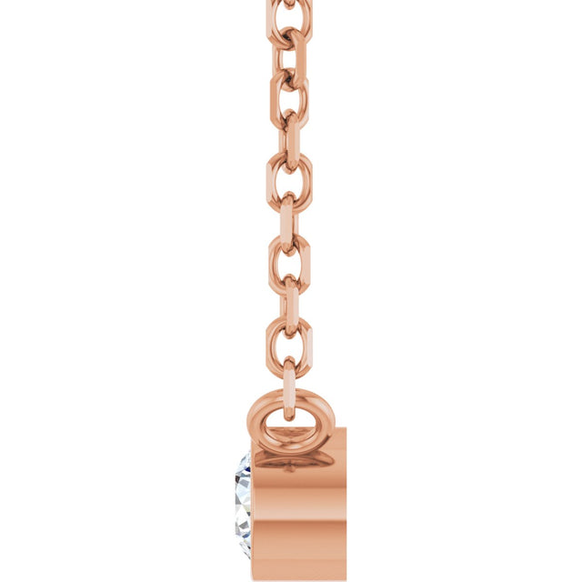 14K Gold Round Natural Diamond Bezel-Set Solitaire Necklace – up to 0.015 CTW - Rose Gold - view 6