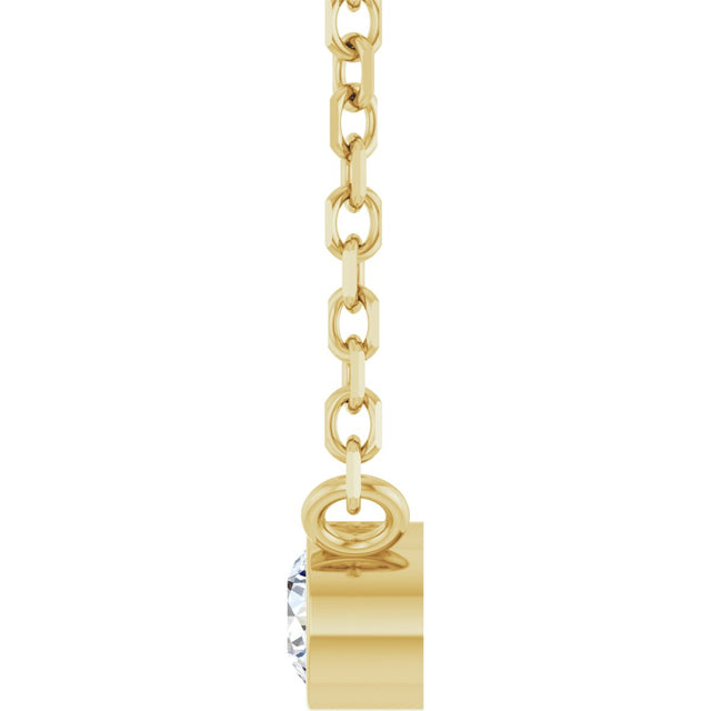 14K Gold Round Natural Diamond Bezel-Set Solitaire Necklace – up to 0.015 CTW - Yellow Gold - view 6