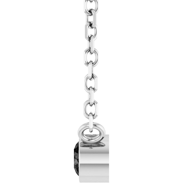 14K Gold Round Natural Black Diamond Bezel-Set Solitaire Necklace - White Gold - view 6