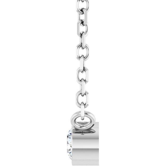 Platinum Round Natural Diamond Bezel-Set Solitaire Necklace - view 6