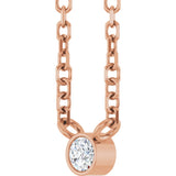 14K Gold Round Natural Diamond Bezel-Set Solitaire Necklace – up to 0.015 CTW - Rose Gold - view 5