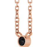 14K Gold Round Natural Black Diamond Bezel-Set Solitaire Necklace - Rose Gold - view 5