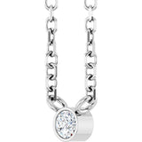 Platinum Round Natural Diamond Bezel-Set Solitaire Necklace - view 5