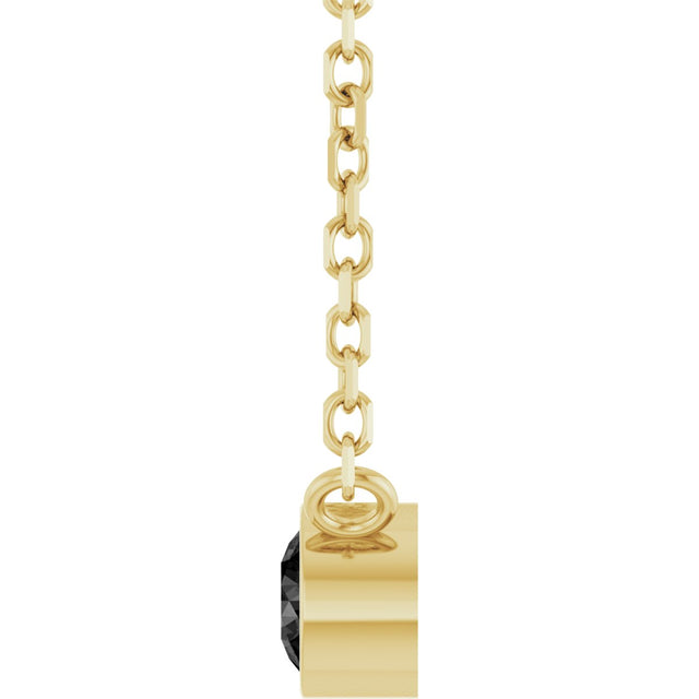 14K Gold Round Natural Black Diamond Bezel-Set Solitaire Necklace - Yellow Gold - view 6