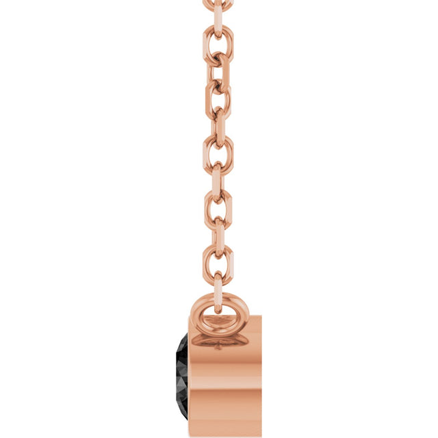 14K Gold Round Natural Black Diamond Bezel-Set Solitaire Necklace - Rose Gold - view 6