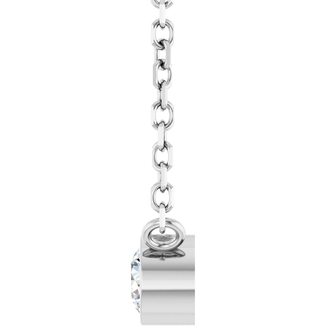 Platinum Round Natural Diamond Bezel-Set Solitaire Necklace - view 6