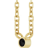 14K Gold Round Natural Black Diamond Bezel-Set Solitaire Necklace - Yellow Gold - view 5