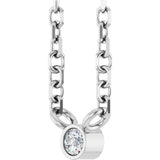 14K Gold Round Natural Diamond Bezel-Set Solitaire Necklace – up to 0.015 CTW - White Gold - view 5