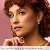 14K Gold Oval Lab-Grown Diamond Inside-Outside Hoop Earrings - Rose Gold - view 14
