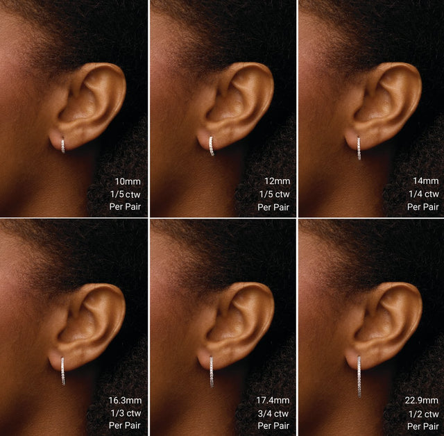 14K Gold Round Lab-Grown Diamond Hoop Earrings - Rose Gold - view 5