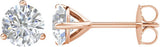 14K Gold Natural Diamond Round 3-Prong Cocktail-Style Stud Earrings – 3-6.3mm Stones - Rose Gold - view 3