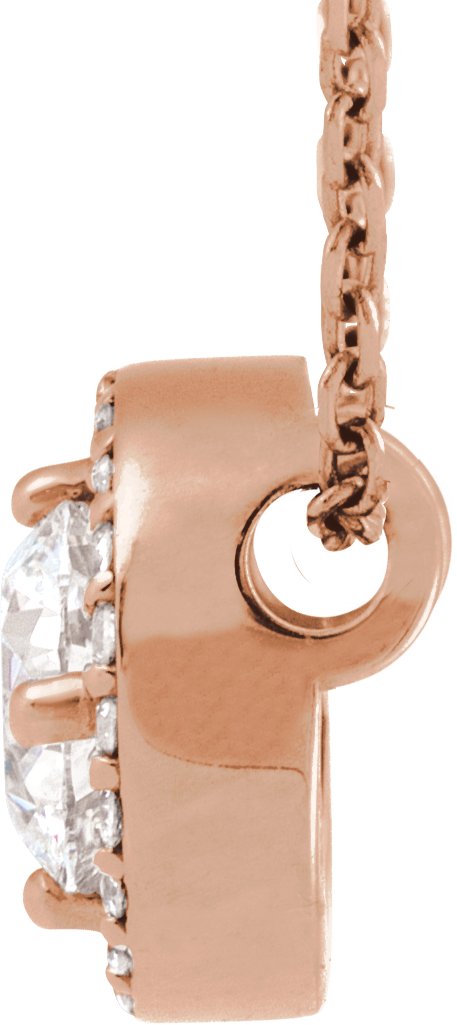 14K Gold Round Natural Diamond Halo-Style Necklace or Pendant – up to 1/5 CTW - Rose Gold - view 5