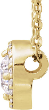 14K Gold Round Lab-Grown Diamond Halo-Style Necklace or Pendant – up to 1/4 CTW - Yellow Gold - view 4