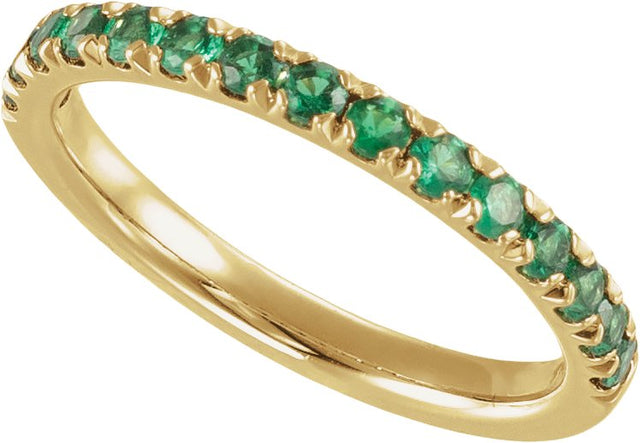 10K Gold Round Natural Emerald Birthstone Stackable Ring - Yellow Gold - view 7