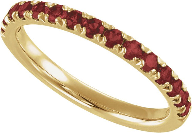 10K Gold Round Natural Mozambique Garnet Birthstone Stackable Ring - Yellow Gold - view 8