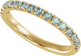 10K Gold Round Natural Aquamarine Birthstone Stackable Ring - Yellow Gold - view 8