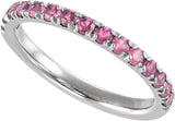 10K Gold Round Natural Pink Tourmaline Birthstone Stackable Ring - White Gold - view 8