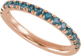 10K Gold Round Natural London Blue Topaz Birthstone Stackable Ring - Rose Gold - view 9