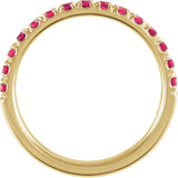 10K Gold Round Lab-Grown Ruby Birthstone Stackable Ring - Yellow Gold - view 6