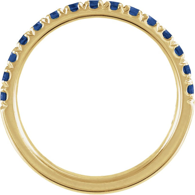 10K Gold Round Natural Blue Sapphire Birthstone Stackable Ring - Yellow Gold - view 6