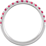 10K Gold Round Lab-Grown Ruby Birthstone Stackable Ring - White Gold - view 6