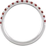 10K Gold Round Natural Mozambique Garnet Birthstone Stackable Ring - White Gold - view 6