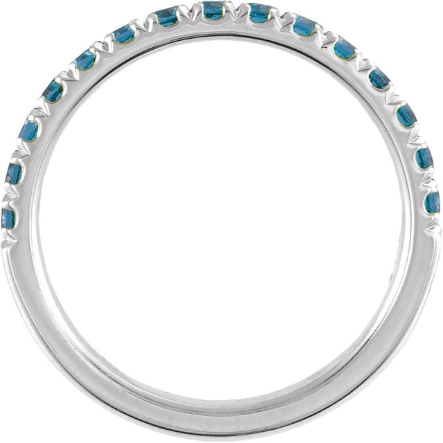 10K Gold Round Natural London Blue Topaz Birthstone Stackable Ring - White Gold - view 7