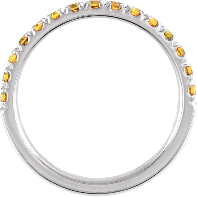 10K Gold Round Natural Citrine Birthstone Stackable Ring - White Gold - view 6