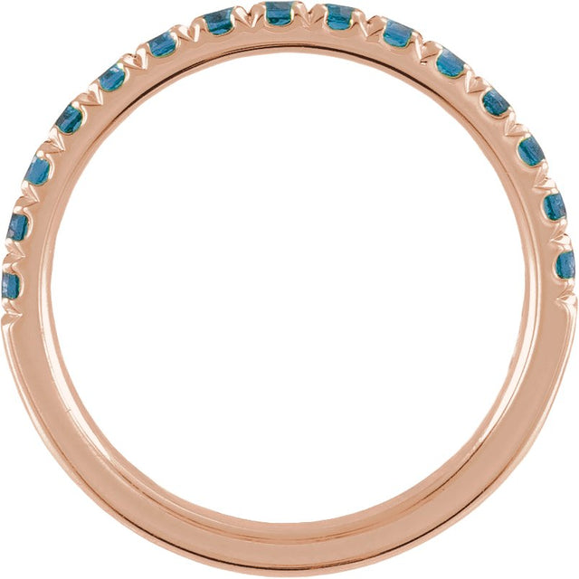 10K Gold Round Natural London Blue Topaz Birthstone Stackable Ring - Rose Gold - view 7