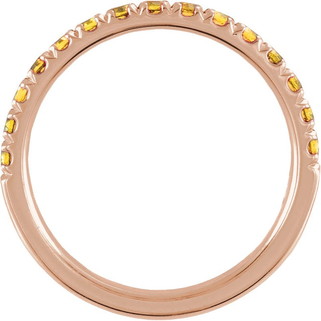 10K Gold Round Natural Citrine Birthstone Stackable Ring - Rose Gold - view 7