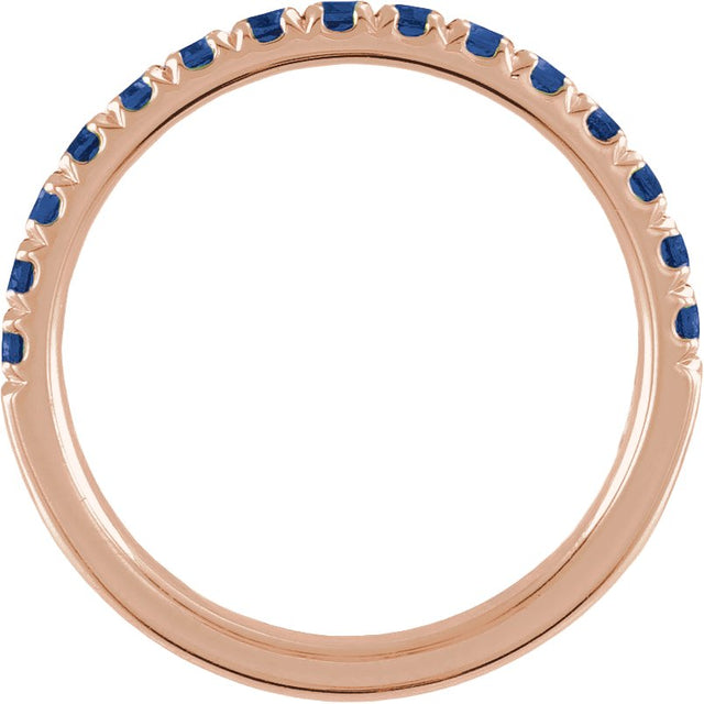 10K Gold Round Natural Blue Sapphire Birthstone Stackable Ring - Rose Gold - view 7