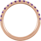 10K Gold Round Natural Amethyst Birthstone Stackable Ring - Rose Gold - view 8