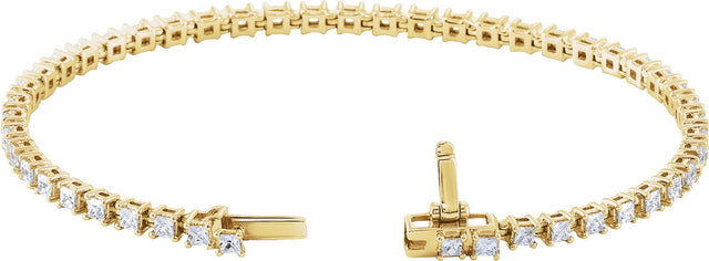 14K Gold Square Lab-Grown Diamond Line Bracelet - Yellow Gold - view 2