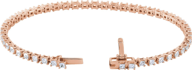 14K Gold Square Lab-Grown Diamond Line Bracelet - Rose Gold - view 2