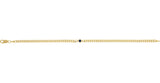 14K Gold Round Natural Blue Sapphire Bezel-Set Solitaire Curb Link Bracelet - view 6