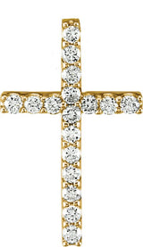 14K Gold Round Natural Diamond Petite Cross Necklace or Pendant – up to 1/5 CTW - Yellow Gold - view 3