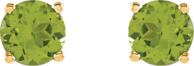 14K Gold Natural Peridot Round 4-Prong Lightweight Stud Earrings – 2.5-8mm Stones - Yellow Gold - view 6