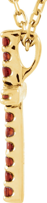 14K Gold Round Natural Mozambique Garnet Petite Cross Necklace or Pendant - Yellow Gold - view 5