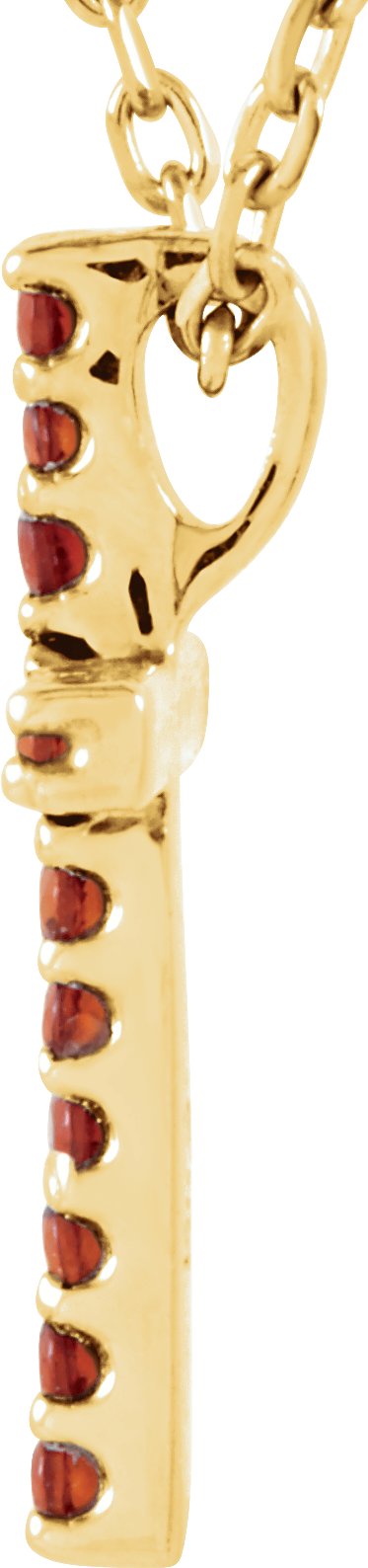 14K Gold Round Natural Mozambique Garnet Petite Cross Necklace or Pendant - Yellow Gold - view 5