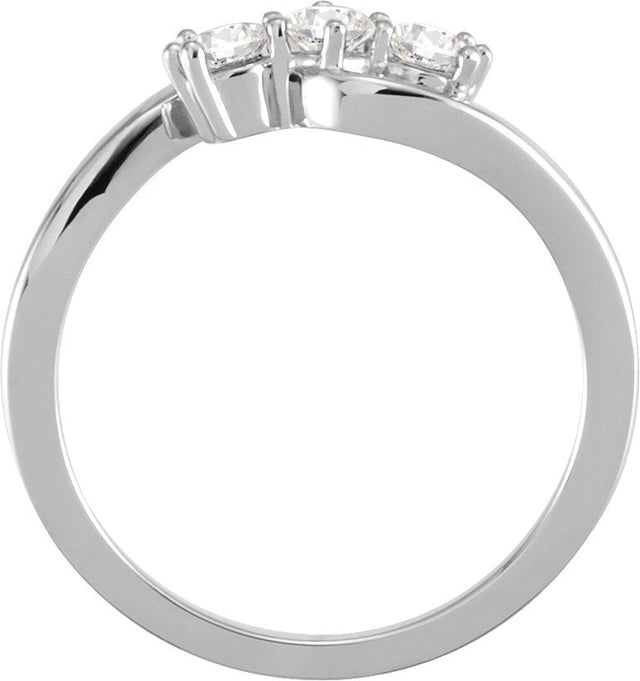 Platinum Round Natural Diamond Three-Stone Ring - view 4