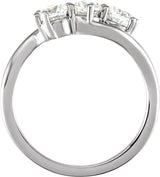 14K Gold Round Lab-Grown Diamond Three-Stone Ring - White Gold - view 4